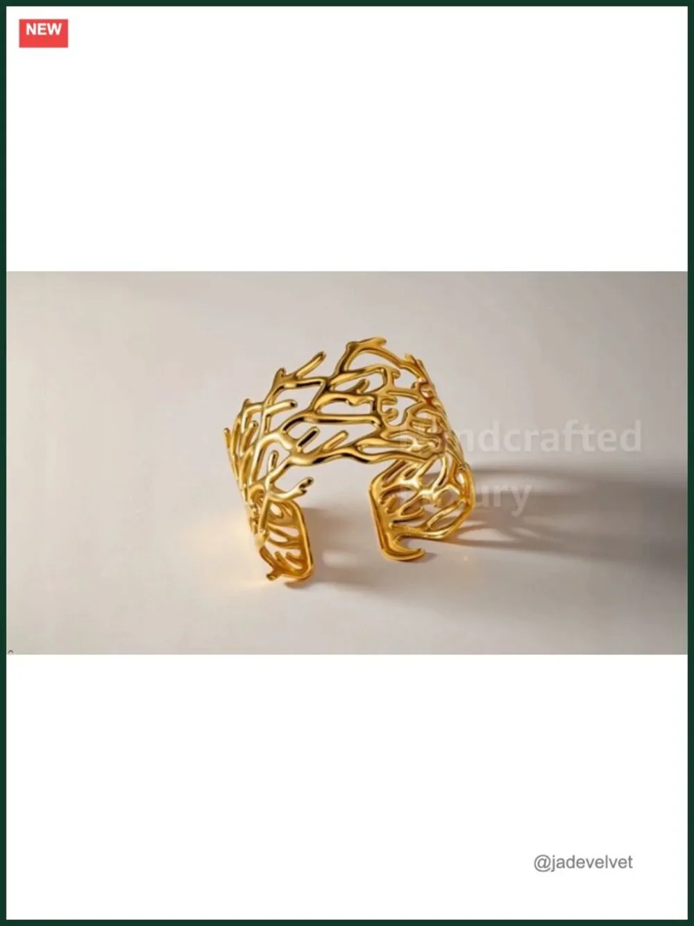 Chunky Open Cuff Bracelet for Women, Adjustable Handmade Bangle, 14K Gold